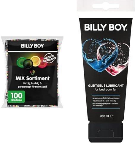 fucking good gleitgel BILLY BOY Kondom Mix-Sortiment – 100 Stück Bunt Gemischt, Extra Feucht &  Perlgenoppt, Inkl. Fruchtigem Gleitgel (