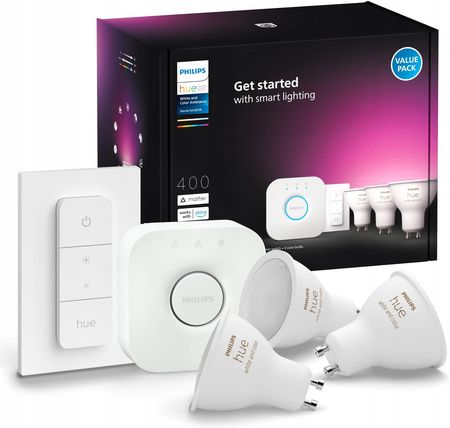 PHILIPS HUE Zestaw startowy GU10 4.2W 3szt (929003666510)