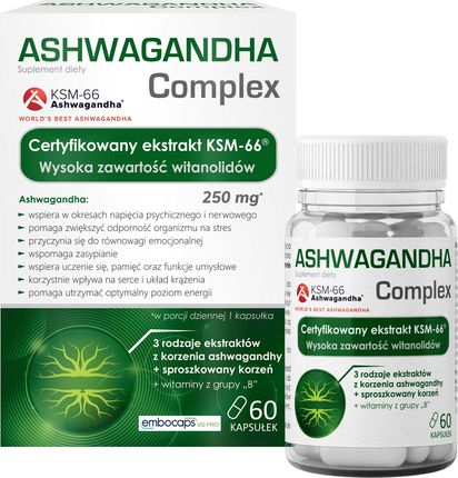 Domowa Apteczka Ekstrakt Z Ashwagandhy Ksm-66 Complex 60kaps. - zdjęcie 2
