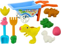Lean Toys Zestaw Zabawek Do Piasku Toczka Sześć Foremek Konewka Dinozaury