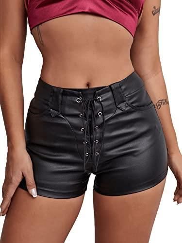 Bruine Lederlook Cargo Short met Hoge Taille Bruine Lederlook Cargo Short met Hoge Taille