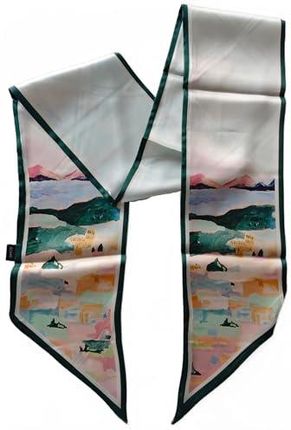 GIMIRO Jedwabny szal satynowy 148 x 13,5 cm krawat dwuwarstwowy ściągacz do marynarki, płaszcza, sukienki, 53#ZGF Green - różowy, 148cm x 13,5cm