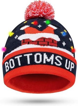 TAGVO Kapelusz z diodami LED, dziergany, kolorowe LED Boże Narodzenie kapelusz czapka, zimowa czapka śnieżna sweter brzydki kapelusz wakacyjny czapka