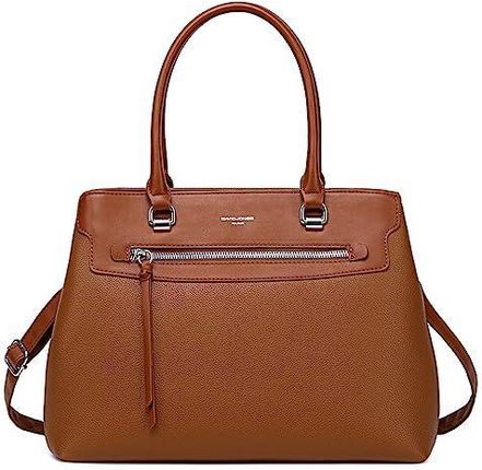 David Jones - Elegancka damska torebka - Torba na ramię Skóra Syntetyczna - Tote Shopper PU Leather Różne przegródki - Moda City Lady Trend, Brązowy,