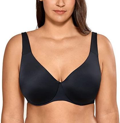 AISILIN Damski Biustonosz Minimalistyczny Plus Size Unlined Full Coverage Smooth Underwire Support Czarny 105C