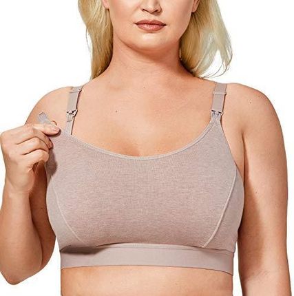 Gratlin Ladies Support Sports Nursing Bra Large Breasts Bawełniane biustonosze ciążowe Racerback Szary Kamea 3XL