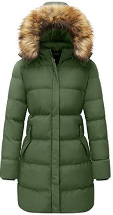 WenVen Damski długi płaszcz zimowy, wiatroszczelna kurtka puchowa, gruba pikowana kurtka, ciepły płaszcz tapicerowany, zimowa parka z kapturem ze sztu