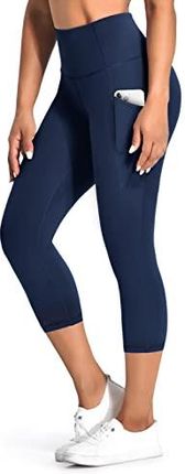 Desol Legginsy sportowe damskie z kieszenią Capri 3/4 z wysokim stanem, elastyczne, nieprzejrzyste, bardzo duże rozmiary, sportowe legginsy z kieszeni