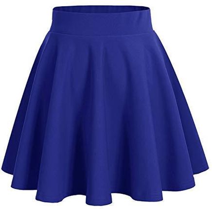 DRESSTELLS Damska podstawowa solidna wszechstronna elastyczna nieformalna spódnica mini z dzwoneczkiem Royal Blue L