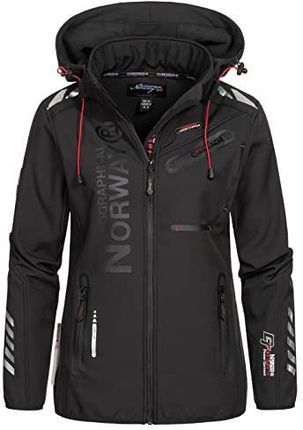 Geographical Norway Reine damska wodoodporna kurtka softshell, kurtka outdoorowa z kapturem, wiatroszczelna kurtka zimowa do aktywności na świeżym pow