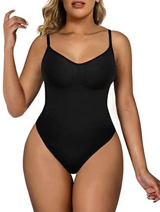 SHAPERX Damskie Body Modelujące Brzuch, Bezszwowe Modelujące Regulowane Paski, Bielizna Modelująca, UK-SZ5213-Black-L/XL