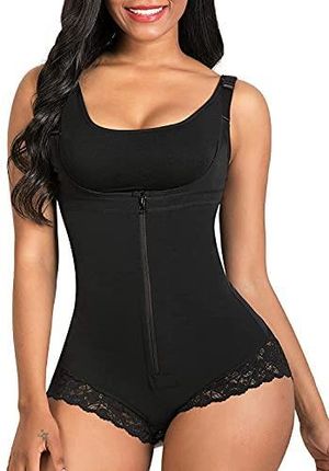 SHAPERX Damski kombinezon modelujący figurę Fajas Body Shaper brzuch wyszczuplający sylwetkę,UK-SZ7200-Black-XS