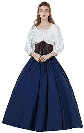 BEAUTELICATE Długa Spódnica Kobiet Bawełna Vintage Średniowieczna Spódnica Czeski Lato Renesansowy Gotycki Wiktoriański Cosplay Costume Plaża Odzież,