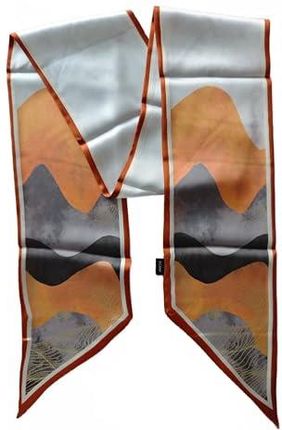 GIMIRO Jedwabny szal satynowy 148 x 13,5 cm krawat dwuwarstwowy ściągacz do marynarki, płaszcza, sukienki, 49#ZGF pomarańczowo-szary, 148cm x 13,5cm