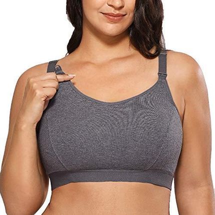 Gratlin Ladies Support Sports Nursing Bra Large Breasts Bawełniane biustonosze ciążowe Racerback Węgiel Drzewny 3XL