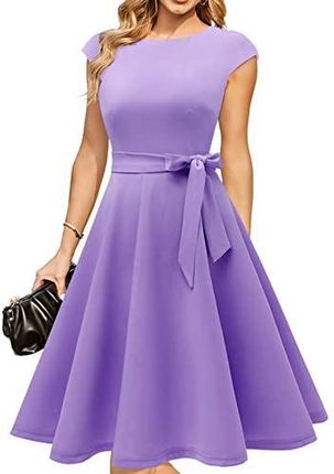 DRESSTELLS sukienka retro rockabilly midi lata 50. elegancka damska suknia ślubna Lavender 3XL