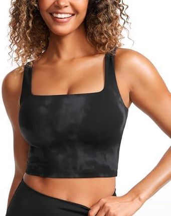 CRZ YOGA Damski biustonosz sportowy Butterluxe Square Neck Wyściełany bezprzewodowy top na siłownię Koszulki treningowe Camisole z wbudowanym biustono