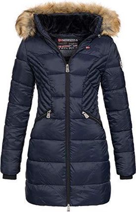 Geographical Norway Damska kurtka pikowana, parka zimowa, Abby, z kapturem, niebieski morski, S