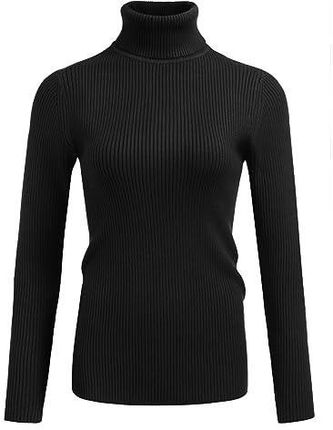 Hotouch Damski sweter z golfem, elegancki sweter z dzianiny, zimowy sweter bożonarodzeniowy, slim fit, basic, drobna dzianina, ciepła koszulka z długi