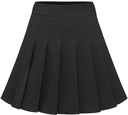 Dressystar damska spódniczka plisowana, rozciągliwa, solidna spódnica mini, tenisowa, 09 czarny, S