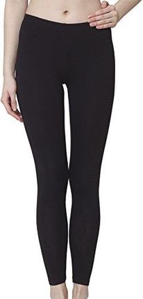 Celodoro Damskie legginsy, elastyczne spodnie z dżerseju z bawełny, czarny, L