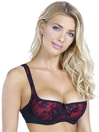 ROSME Lingerie Biustonosz damski typu bardotka z wyściełanymi ramiączkami, Kolekcja Eliza, Czarny, rozmiar 70B