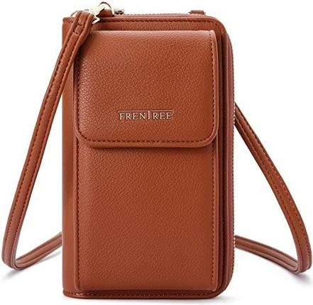 Mała damska torba na ramię Cross-Body torebka z wieloma przegródkami, portmonetka z zamkiem błyskawicznym dookoła, brązowy, S, Crossbody