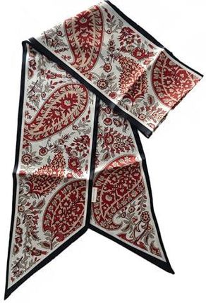 GIMIRO Jedwabny szal satynowy 148 x 13,5 cm krawat dwuwarstwowy ściągacz do marynarki, płaszcza, sukienki, 57#PSL Red - White, 148cm x 13,5cm