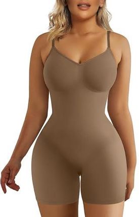 SHAPERX Odchudzające body wyszczuplające brzuch damski body wyszczuplający bielizna modelująca body, br?zowy, S/M