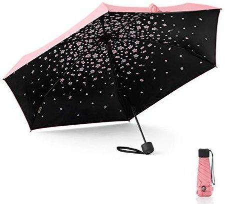 Meiyijia Kompaktowy i składany parasol, ochrona UV, przenośny Voy, Parasol Mini Lady - Przełącznik ręczny - Różowy - Kwiat Wiśni - Rozłóż 90 cm, 90cm