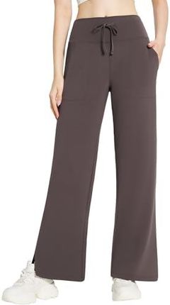 BALEAF Spodnie do jogi z szerokimi nogawkami dla kobiet spodnie dresowe z wysokim stanem z kieszeniami elastyczna sukienka wypoczynkowa na co dzień ta