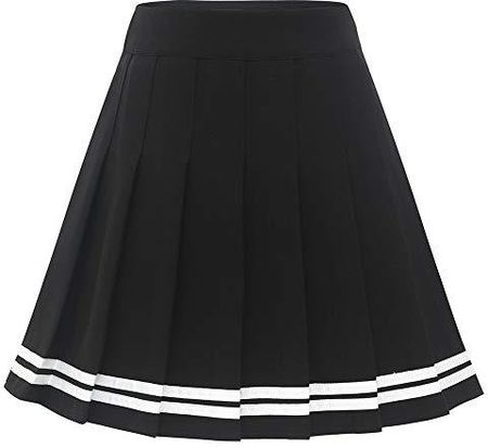 Dressystar damska spódniczka plisowana, rozciągliwa, solidna spódnica mini, tenisowa, 10 czarno-białych pasków, XS