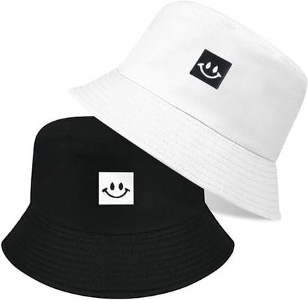 flintronic Kapelusz typu bucket hat, składany uroczy uśmiech kapelusz wiadro, dwustronne kapelusze wiadro, bawełniana osłona przeciwsłoneczna, kapelus