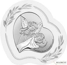 Sovrani Srebrny obrazek na Chrzest Pamiątka Chrztu Świętego Anioł Stróż 15,5x15 cm 6748SOP/2