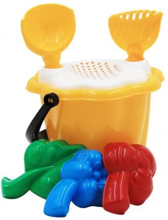 Bączek Zestaw Do Piasku Dla Dzieci Wiaderko Grabki Łopatka I 3 Foremki Produkt Polski M058461 - zdjęcie 2