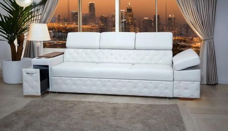 Sofa Infinity Pik Glamour z funkcją spania, 3 osobowa z barkiem, powerportem