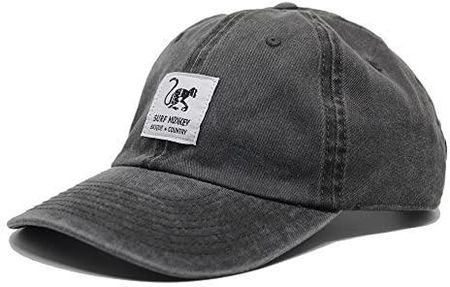 Klasyczna czapka z daszkiem Surf Monkey® - Unstructured Cotton Dad Cap - Distressed Look (Czarny)