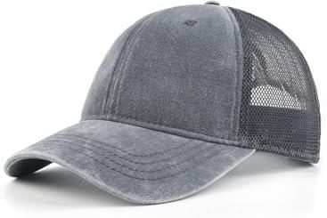 Zylioo Czapka XXL Vintage Trucker Cap na dużą głowę, sprana czapka do biegania, rozmiar 60-65 cm, letnia czapka z daszkiem, szary, XXL