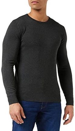 TOM TAILOR Męskie sweter 202212 Strickpullover Crewneck, 10617 - Black Grey Melange, XXL