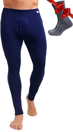 Merino.tech Męskie legginsy z wełny merynosów, 100% wełna merynosów, bielizna termiczna, długie, lekkie, średniej wagi, ciężkie + wełniane skarpety, 2