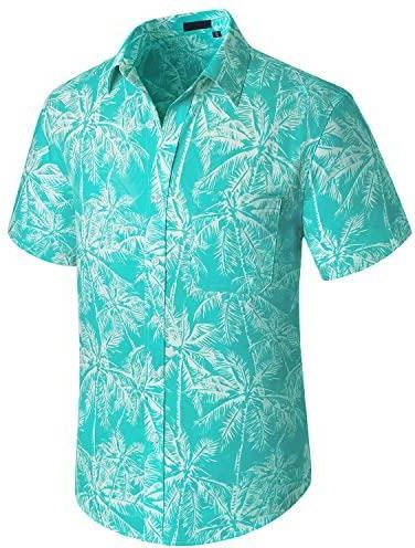Enlision Hawaïhemd voor heren, korte mouwen, knoopsluiting, bloemen, funky, ongedwongen, bloemen, palmboom, ananasmotief, shirt voor strandvakantie, Hawaïshirts, uniseks, 4XL