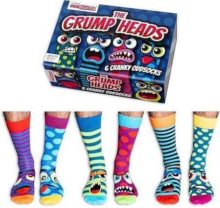 United Oddsocks Grump Heads Box of 6 Odd Socks for Men - UK 6-11, EUR 39-46, US 6½-11½