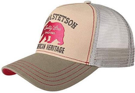 Stetson JBS-Bear Trucker Cap - czapka baseballowa z bawełny - czapka z daszkiem z markowym haftem - czapka snapback z wkładką z siatki - czapka z dasz