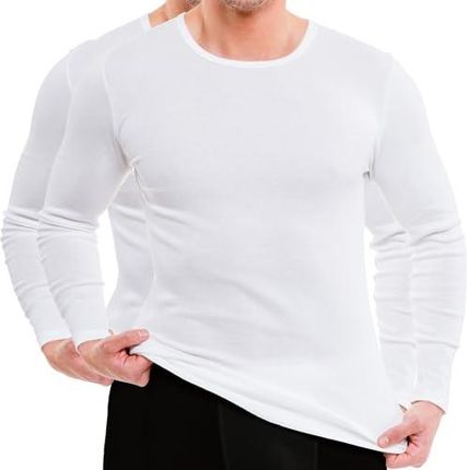 HERMKO 3640 męska koszulka z długim rękawem (inne kolory) ze 100% bawełny ekologicznej, biały, L
