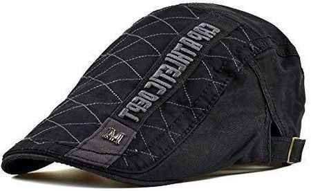 Adantico Męska Czapka Gatsby Unisex Newsboy Flat Cap Berety Kaszkiety (Czarny)