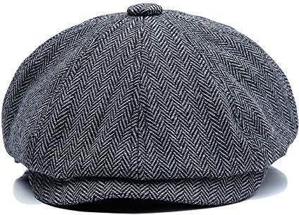 Ueither Czapka z daszkiem Gatsby, uniseks, 8-częściowa czapka beret Cap Newsboy Flat Cap, ciemnoszary, 60