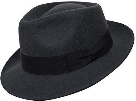 Borges & Scott B&S Premium Doyle kapelusz Teardrop Fedora - 100% filc wełniany – idealny do podróży – odporny na działanie wody – uniseks, ciemnoszary