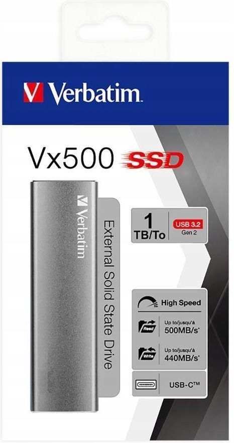 Verbatim VX500 SSD Externe 1 To USB 3.1 Gen2 – Ultra Rapide & Compact – Compatible PC Mac Smartphone
