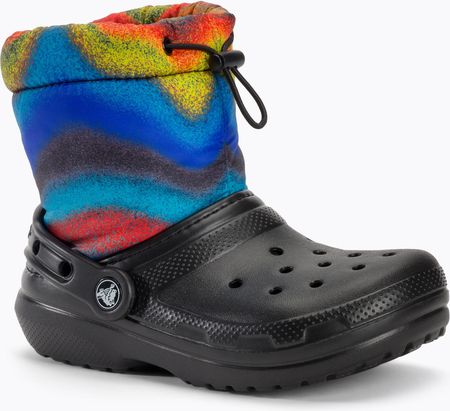 Crocs Śniegowce Dziecięce Classic Lined Spray Dye Boot Kids Black/Multi