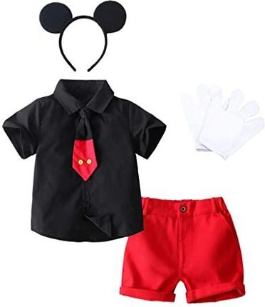 Lito Angels Kostium Myszki Miki z uszami myszy Opaska i rękawiczki dla dzieci Chłopak Rozmiar 2 lata (metka z tkaniny 90)